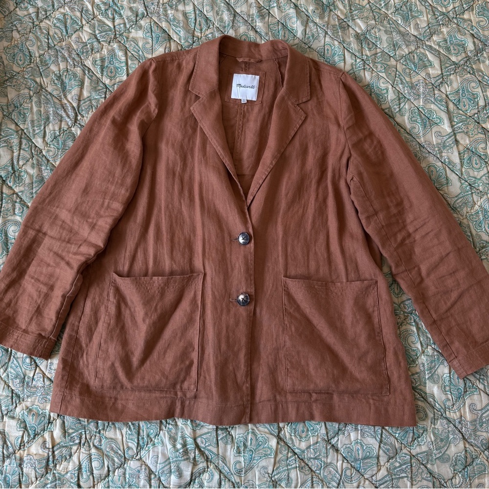Madewell linen Blazer with Relaxed Fit and Notched Lapel